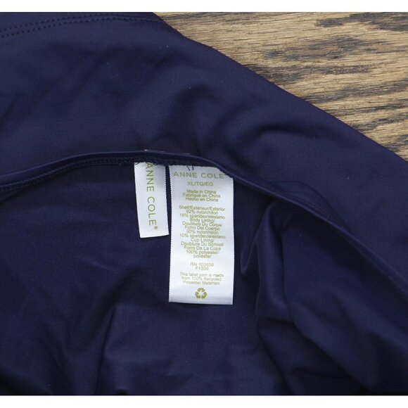 NWT Anne Cole Womens Solid Twist Front Shirred Bandeau Tankini Top Navy Blue XL - Picture 12 of 12